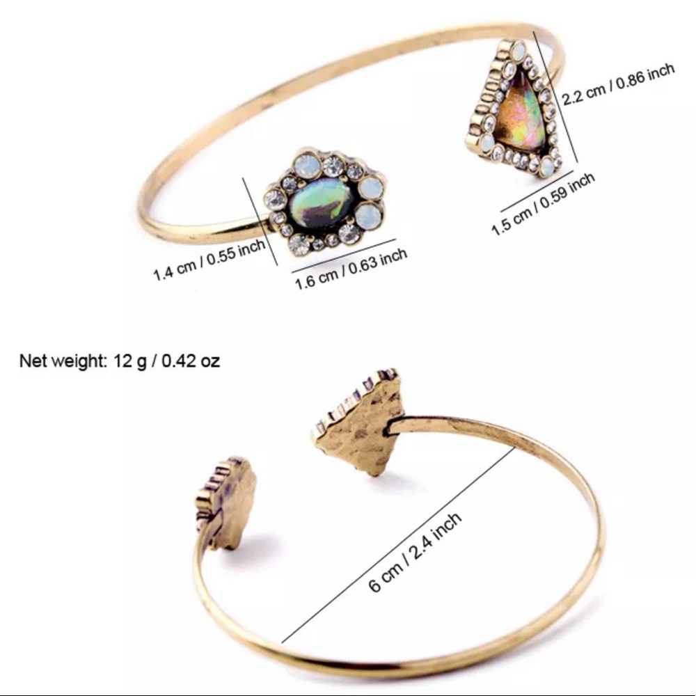 Faux Gemstone Goldtone Dazzle Fashion Cuff - Picture 3 of 7